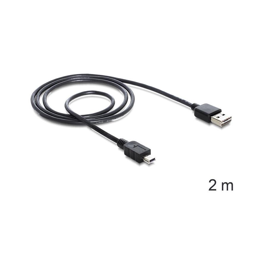 Delock Easy-USB A -> USB-B 2.0 mini M/M adatkábel 2m fekete (85554)