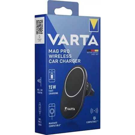 Varta Mag Pro Wireless Car Charger Okostelefon Földi mágneses mező Automatikus