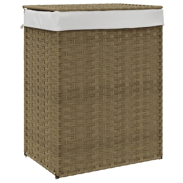 polyrattan szennyeskosár fedéllel 46x33x60 cm