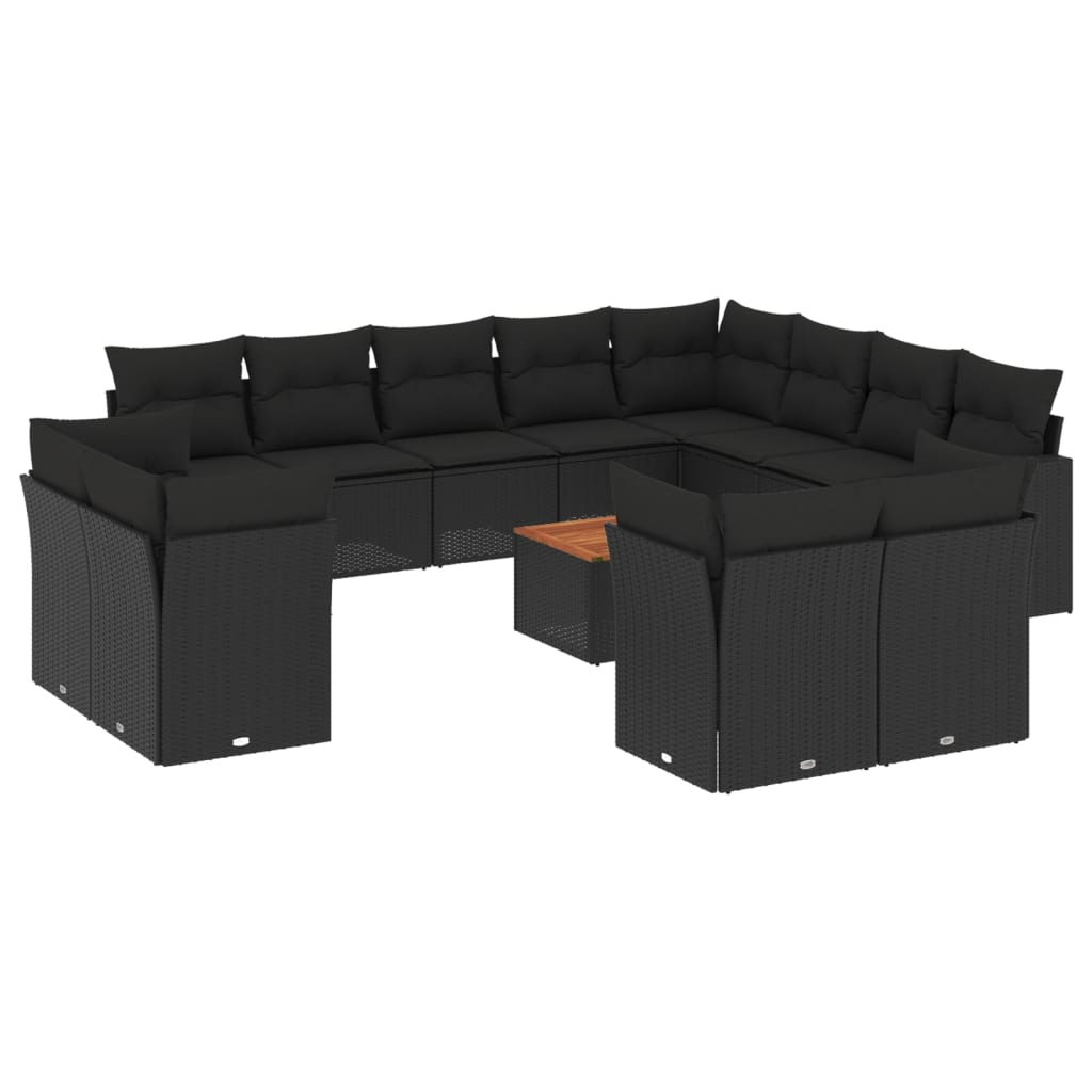 13 részes fekete polyrattan kerti ülőgarnitúra párnákkal (3223948)