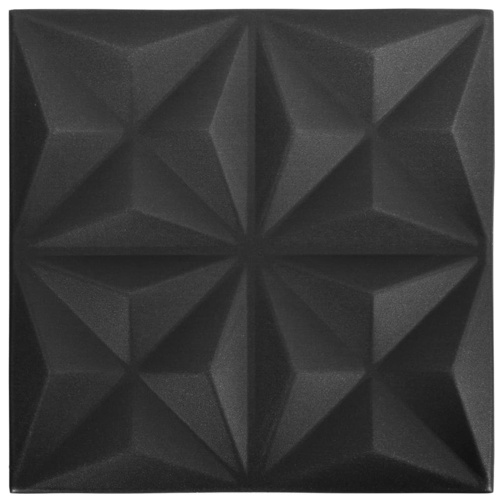 24 darab origami fekete 3D fali panel 50 x 50 cm 6 m² (150917)