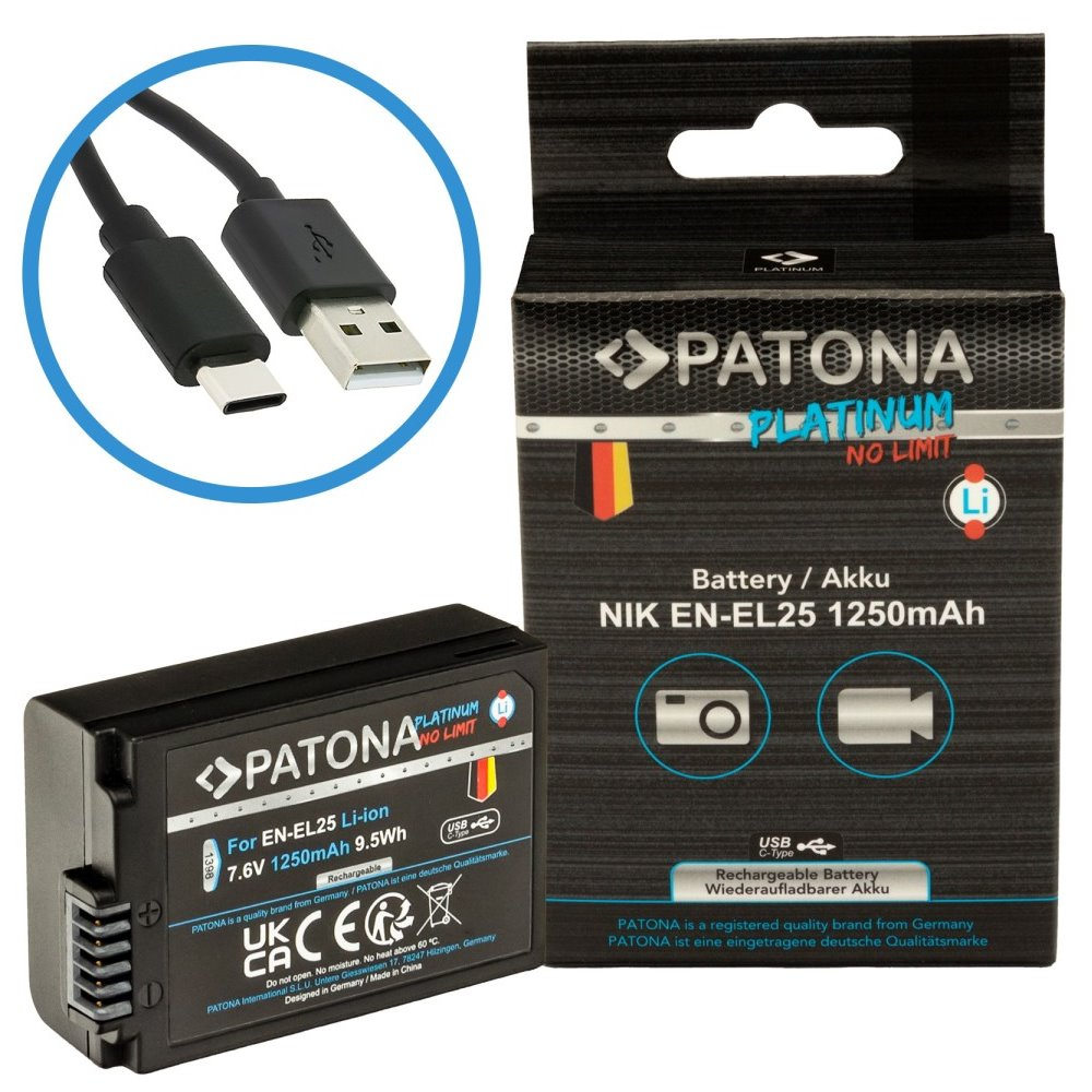 Patona PT1398 Pro Nikon EN-EL25 1250mAh Li-Ion Platinum USB-C Akkumulátor töltő (PT1398)
