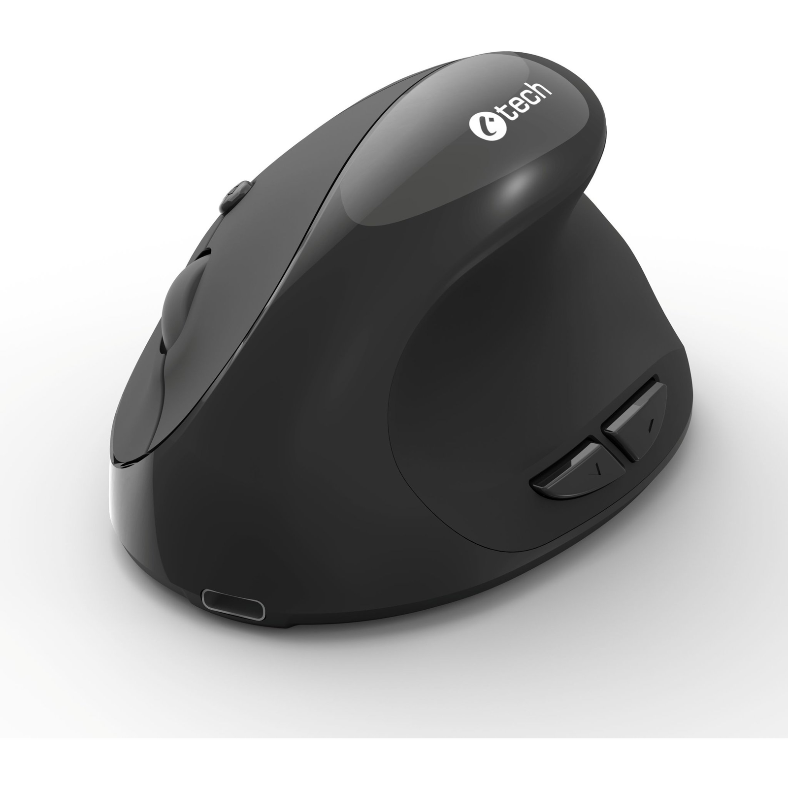 C-TECH VEM-17 Ergonomikus Vertikális Egér Bluetooth + 2.4GHz Fekete (MYSCT342D)
