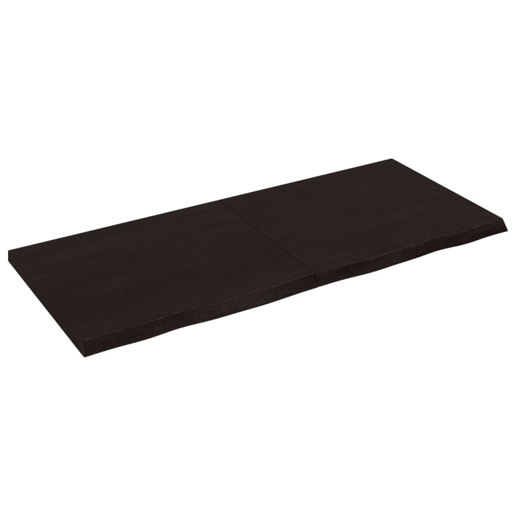sötétbarna kezelt tömör tölgyfa fali polc 140 x 60 x (2-4) cm (363826)