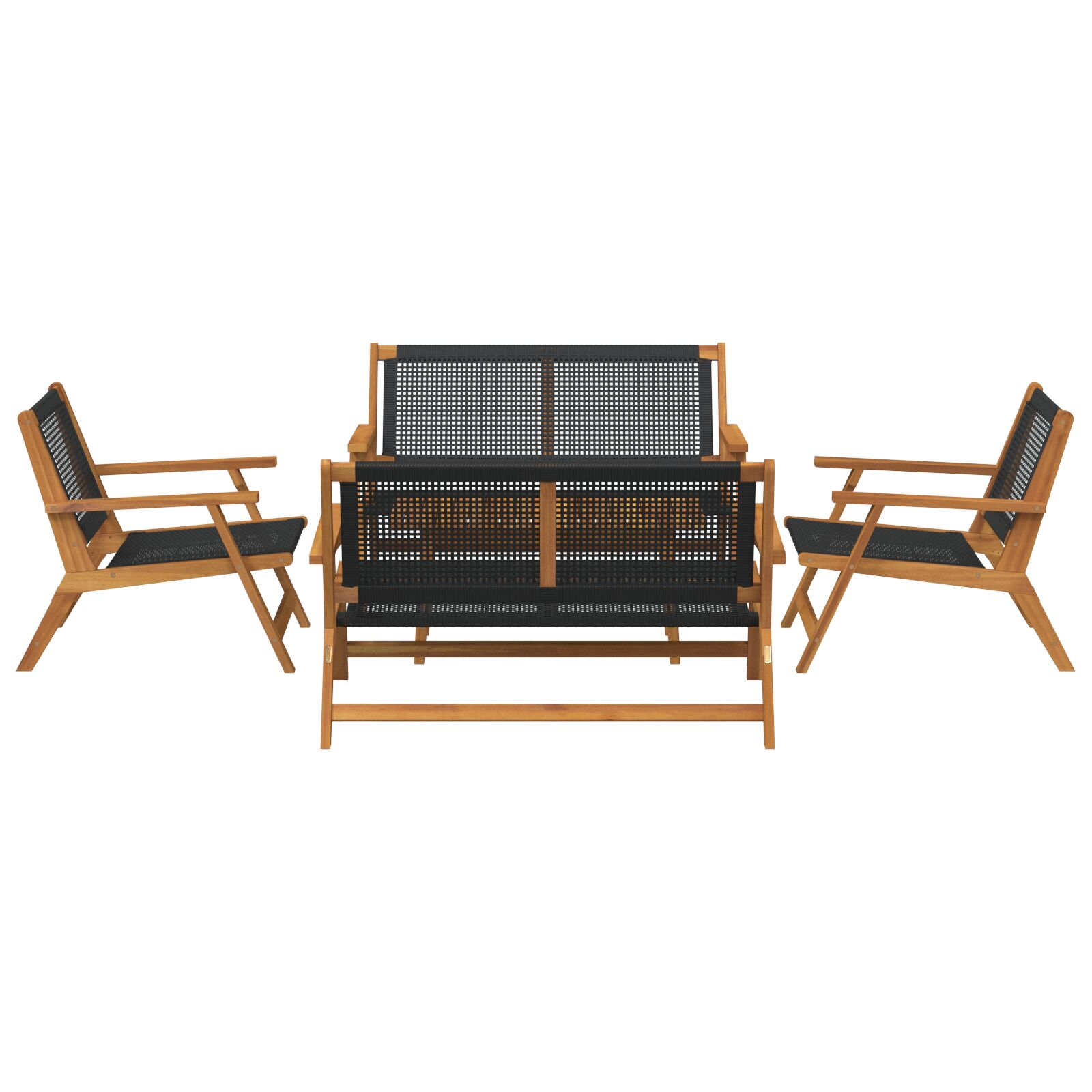 Kerti székek asztallal 5 db, Fekete, Tömör akácfából (3214457)