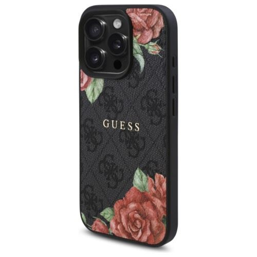 Guess 4G Flowers Print MagSafe Apple iPhone 16 Pro Max tok fekete-virágmintás (GUHMP16XP4ROPEMCK) (GUHMP16XP4ROPEMCK)