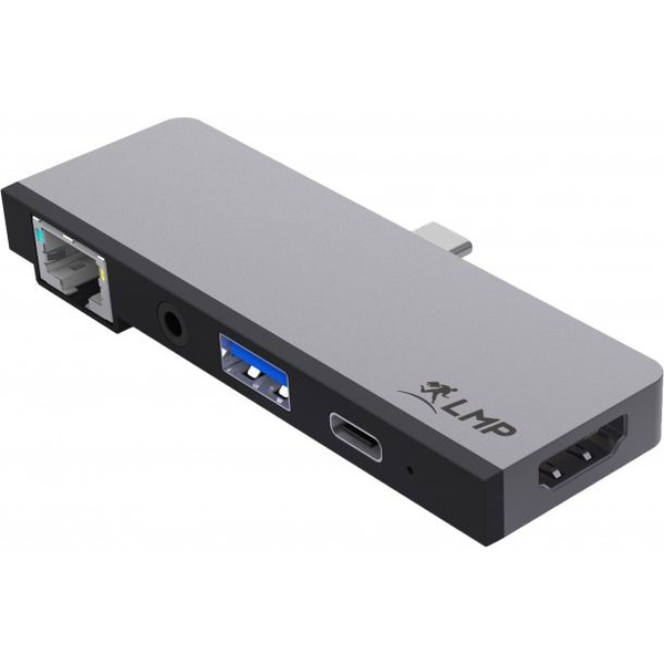 Base Para Tableta Usb-c 4k De 5 Puertos, Para Ipad Pro, Hdmi 2.0, Usb 3.0, Usb-c (pd), Gigabit Ethernet, Audio De 3.5 Mm, Gris E