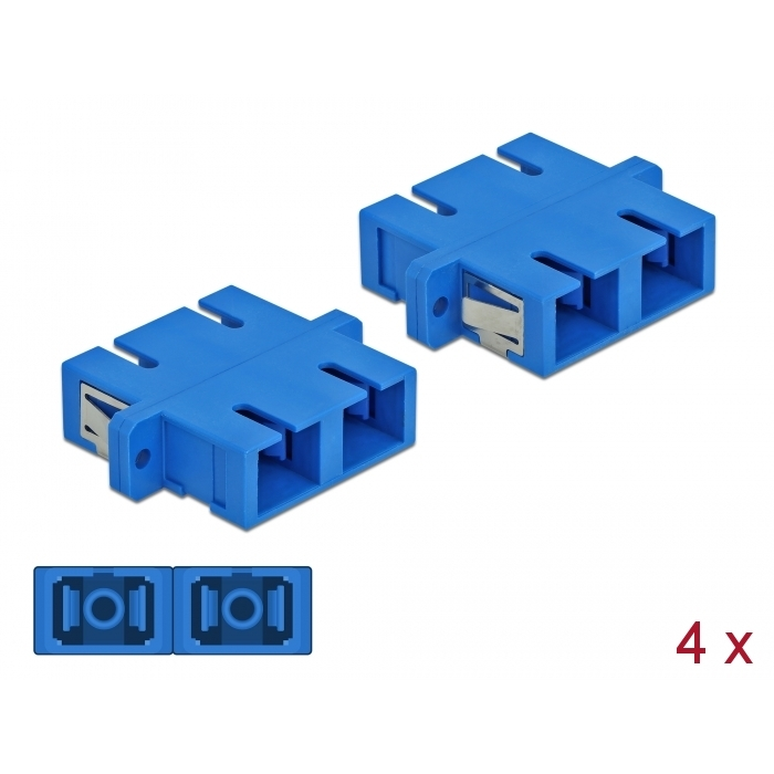 Delock SC optikai szálas csatlakozó duplex anya - SC Duplex anya, egymódosú 4 db. Kék (85991) (85991)