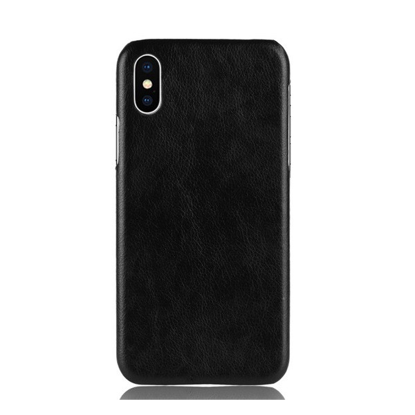 Műanyag telefonvédő (bőr hatású) FEKETE [Apple iPhone XR 6.1] (5996457802111)