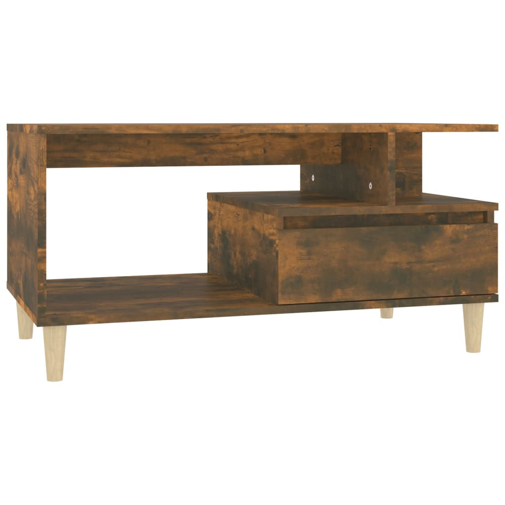 füstös tölgyszínű szerelt fa dohányzóasztal 90x49x45 cm (819617)