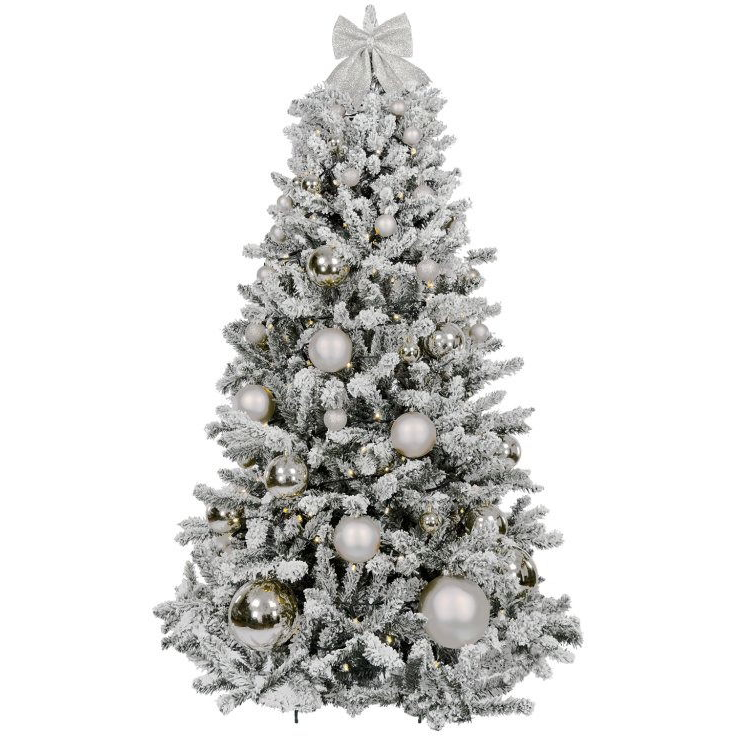 LAALU feldíszített karácsonyfa - Ezüstkarácsony, 85 dísz, 240 cm (LAU-2410-OR-240V)