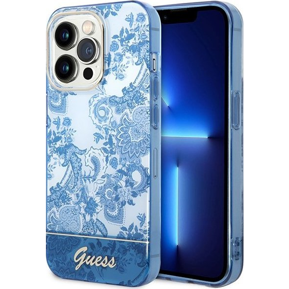 Guess Porcelain Collection Apple iPhone 14 Pro hátlap tok , kék