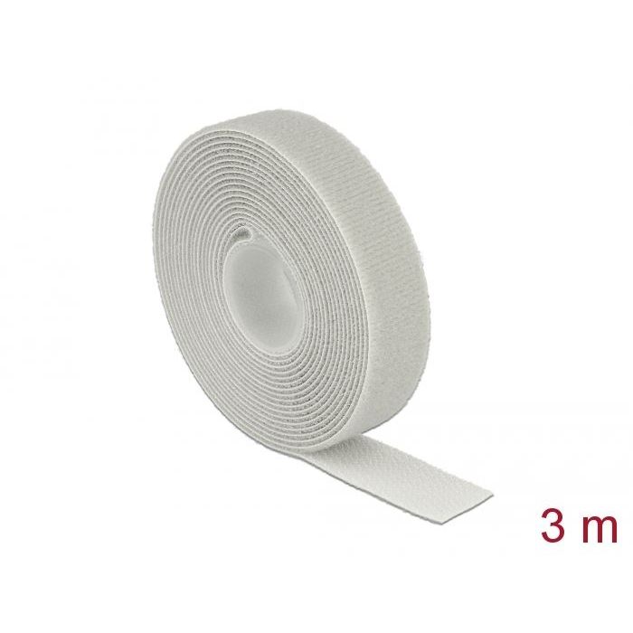 Delock tépőzáras szalagtekercs 3mx20mm szürke (18279) (delock18279)