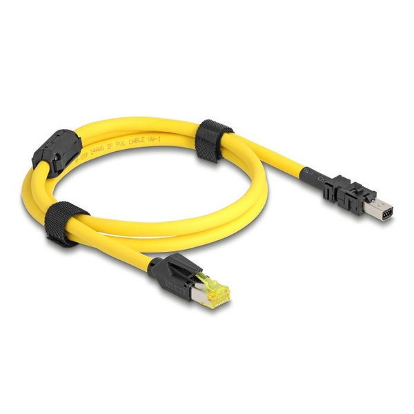Delock RJ45 dugó - Cat.6-Mini I/O 8 tűs D-alakú 2-es típusú dugó kábel 1m sárga (81250)