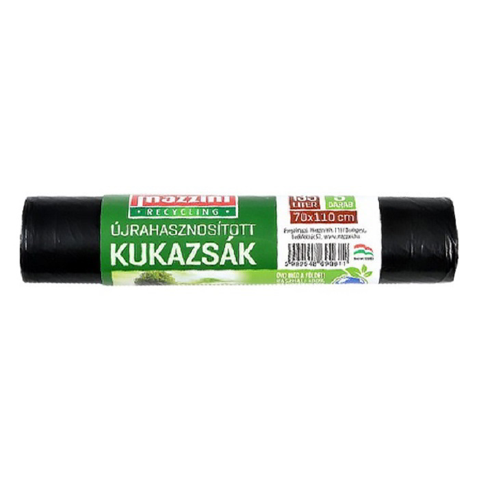 Mazzini Újrahasznosított szemeteszsák 135 l (5 db / tekercs) - Fekete (104050)