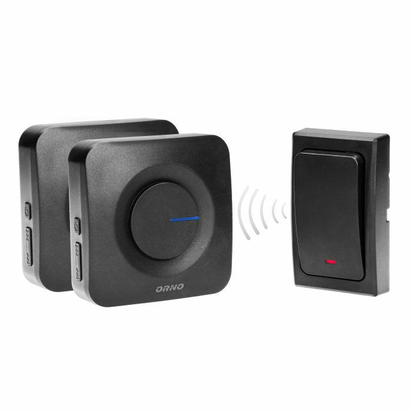Vezeték Nélküli Csengő Ondo 2 Ac, Hálózati Tápellátás, 2 Vevővel 1 Elem Nélküli Nyomógomb, Tanulási Rendszer, 36 Hang, 200m, Fekete Színű