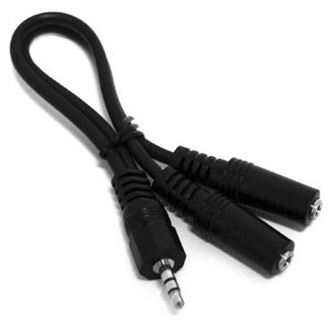 OEM Jack stereo 3,5mm -> 2db Jack stereo 3,5mm M/F audio kábel 0.2m fekete (XAKABJY) (XAKABJY)