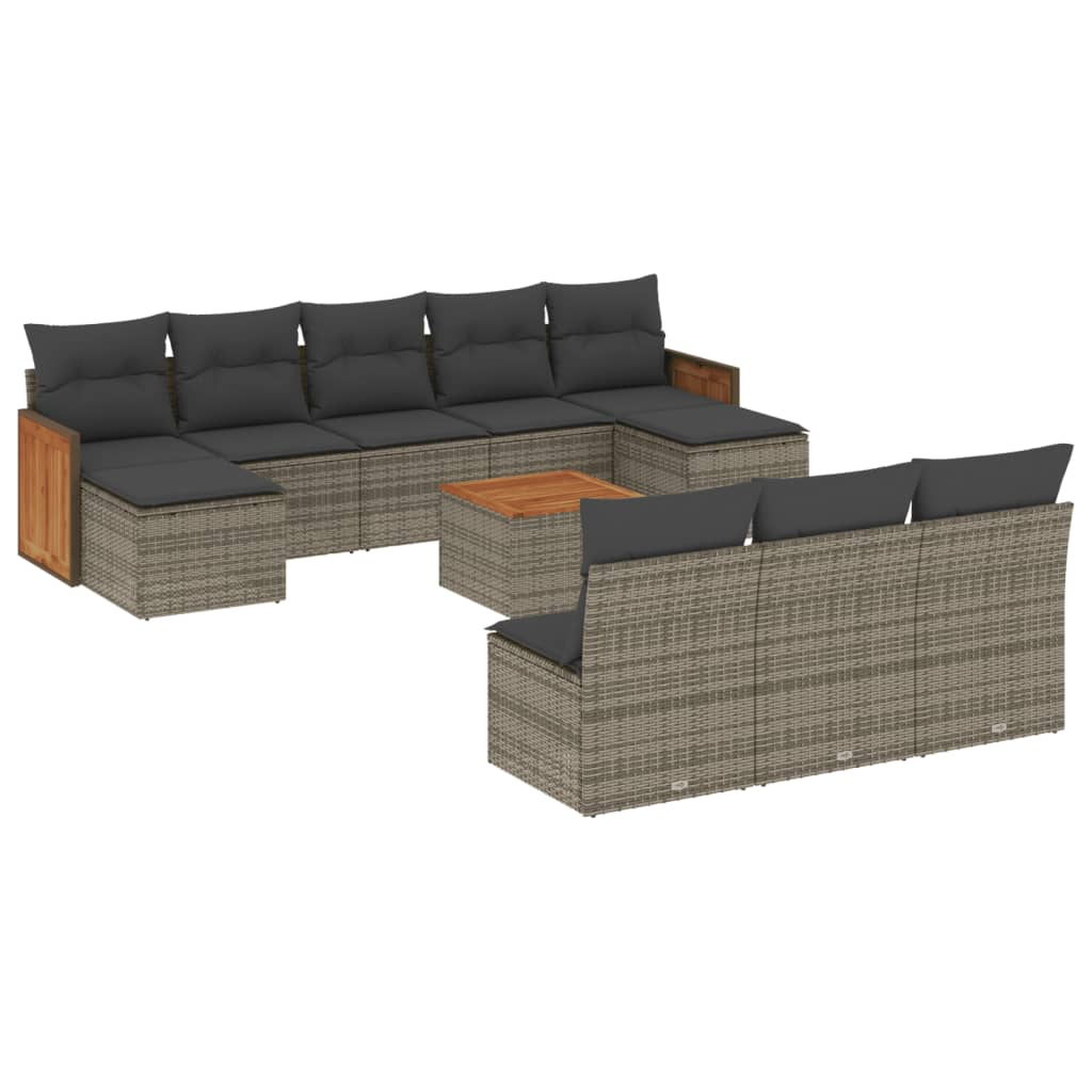 11 részes szürke polyrattan kerti ülőgarnitúra párnákkal (3260478)