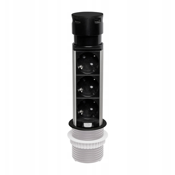 Gniazdo meblowe do zabudowy 3 złącza wtyczkowe 2xUSB A schuko GMZ/S-5 W-72013