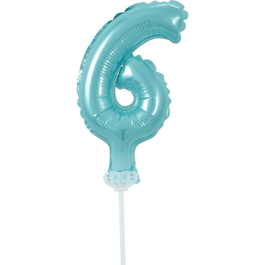 Szám Fólia Lufi Tortára - 13 cm, 6-os, Kék (GODA1961)