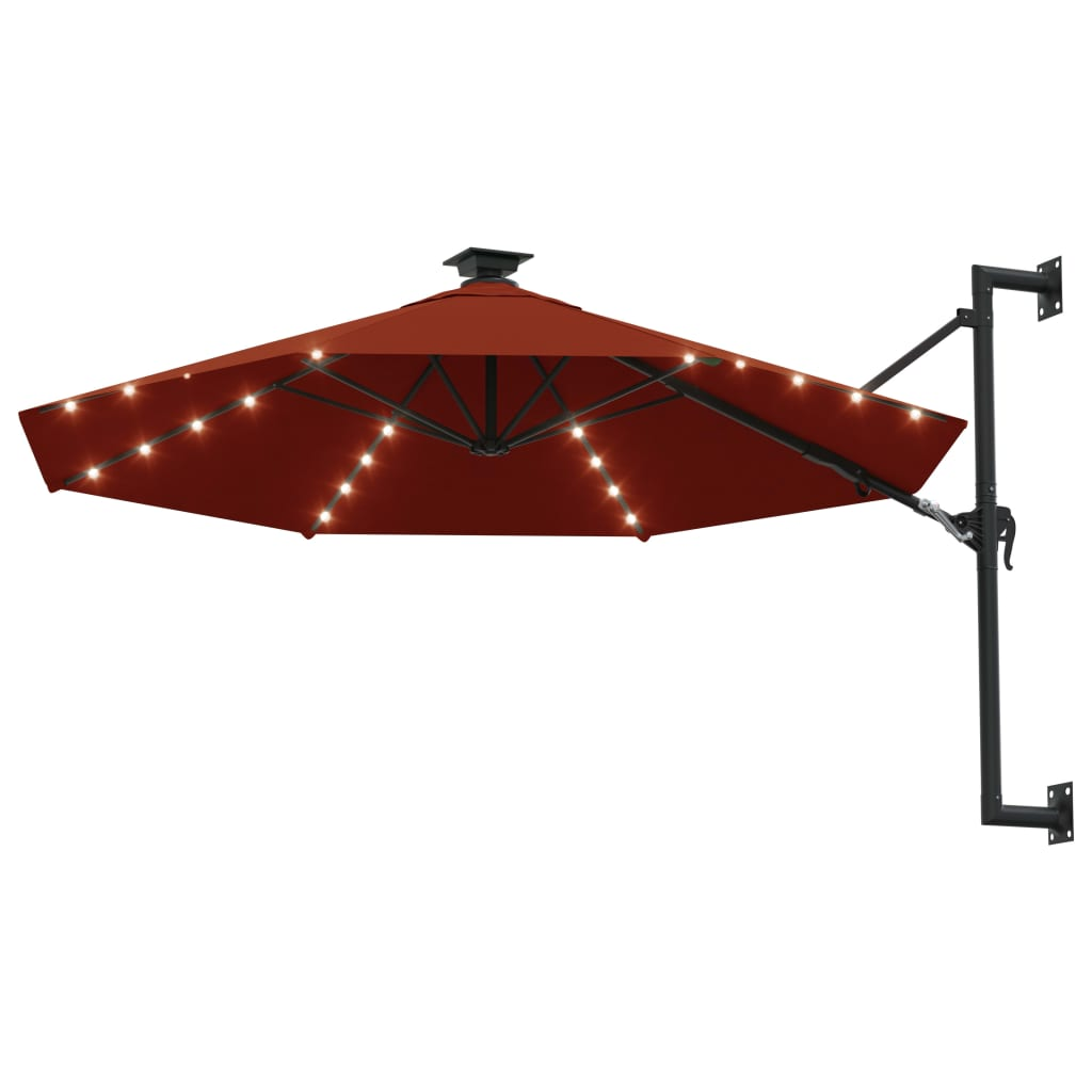 terrakotta fali napernyő LED-ekkel és fémrúddal 300 cm (312527)