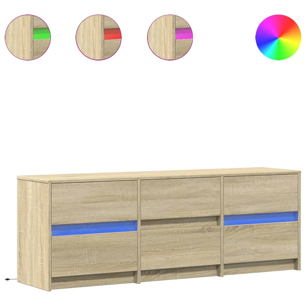 sonoma tölgy színű szerelt fa LED-es TV-szekrény 140x34x50 cm (3307921)