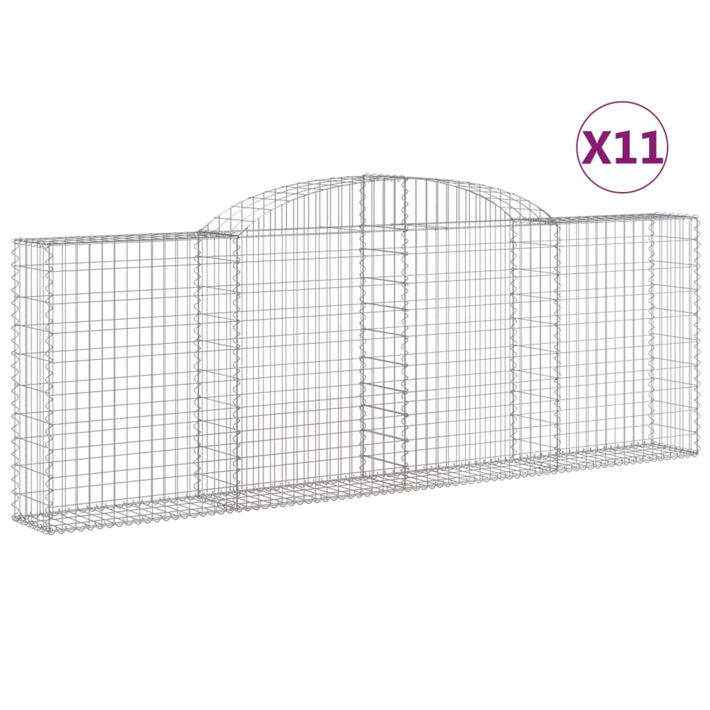 11 db íves horganyzott vas gabion kosár 300 x 30 x 100/120 cm (3146530)