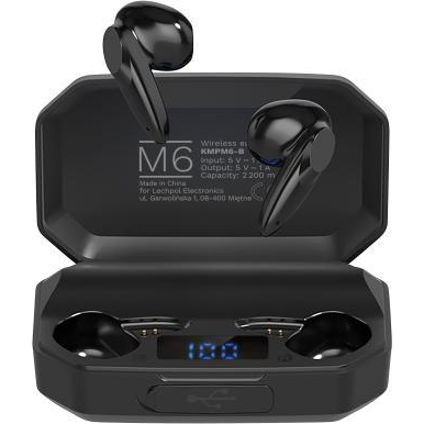 Vezeték nélküli in-ear fejhallgató power bankkal Kruger&Matz M6 - fekete színben (KMPM6-B)