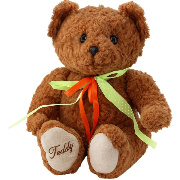 Pluszowa Maskotka Przytulanka Miś Zielono-Czerwona Kokarda Brązowy 30cm LEAN Toys