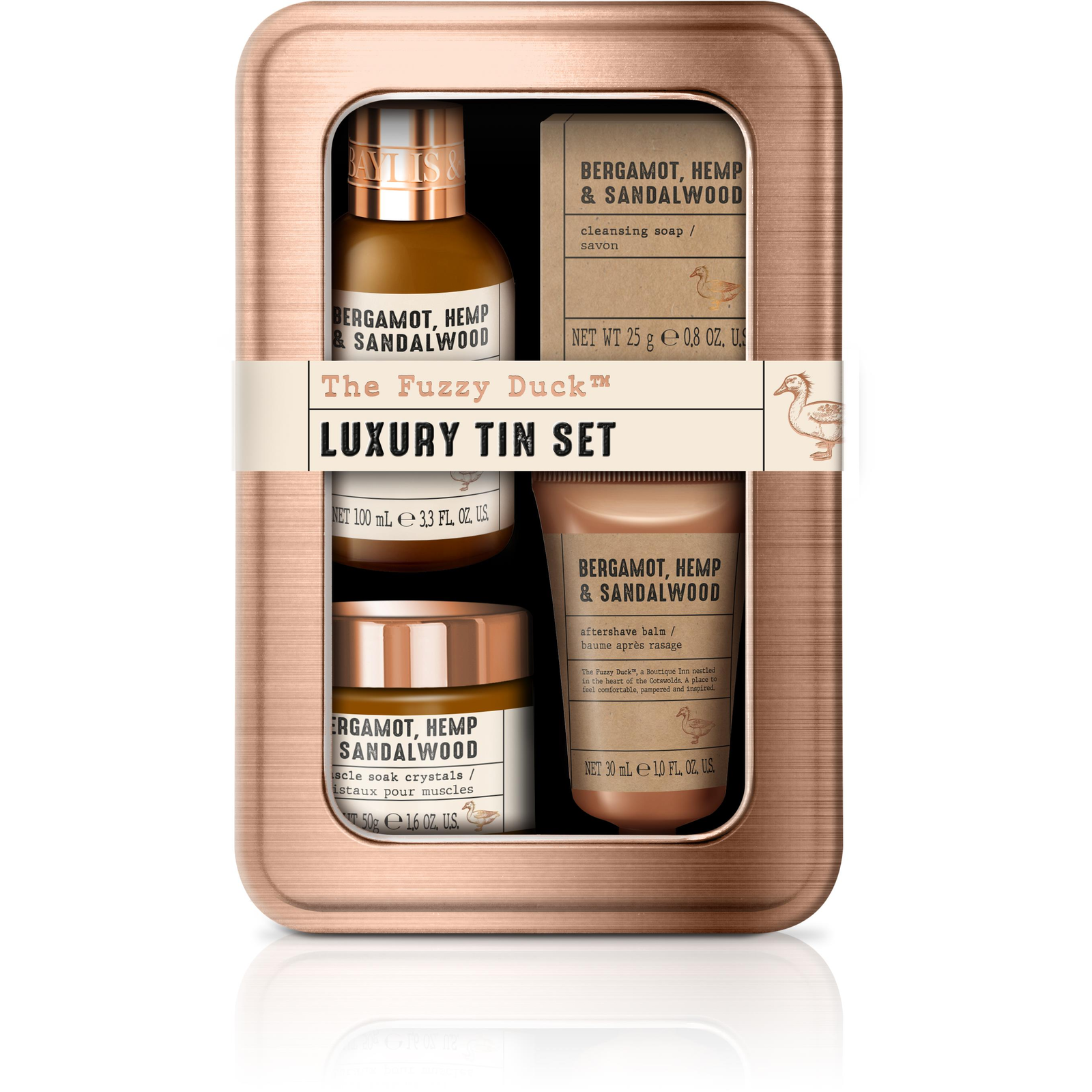 BAYLIS & HARDING testápoló ajándékcsomag dobozban, Bergamot, Kender & Santal 130 ml (017854118904)