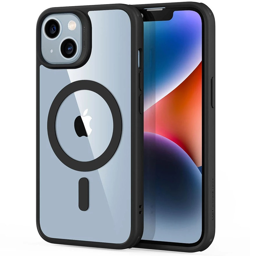 Apple iPhone 14 Plus, Szilikon tok, közepesen ütésálló, légpárnás sarok, Magsafe kompatibilis, ESR Classic Hybrid HaloLock, átlátszó/fekete (4894240160749)