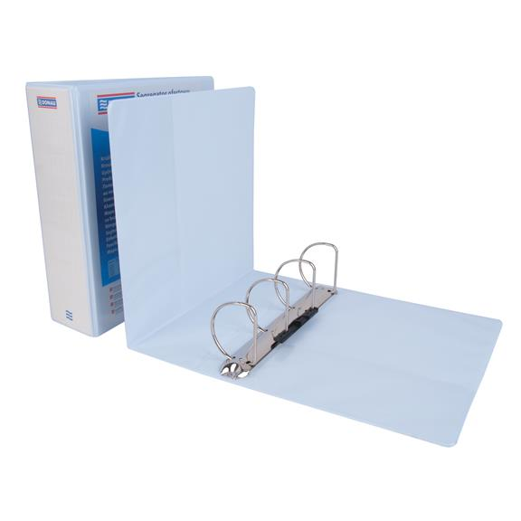 DONAU Gyűrűs könyv, panorámás, 4 gyűrű, D alakú, 100 mm, A4, PP, , fehér (D278865FE)