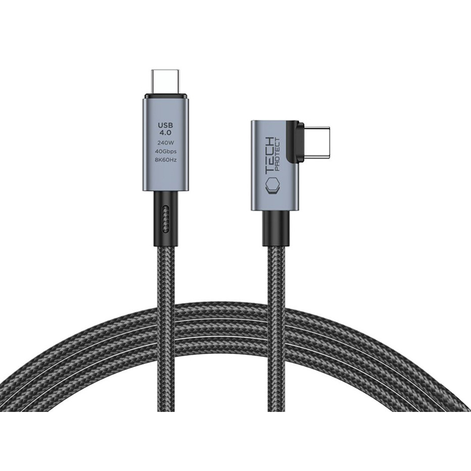 Tech-Protect USB Type-C - USB Type-C adat- és töltőkábel - Tech-Protect Ultraboost USB 4.0 / 8K / 40 Gbps / PD240 Cable - 240W - szürke (TP309252)
