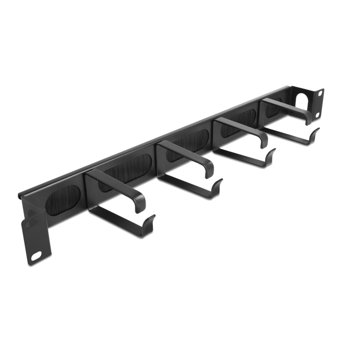 Delock 19 ecset csík elrendezésű kábelrendező 4 hurokkal és oldalsó kábelbemenettel 1U fekete (67033) (67033)