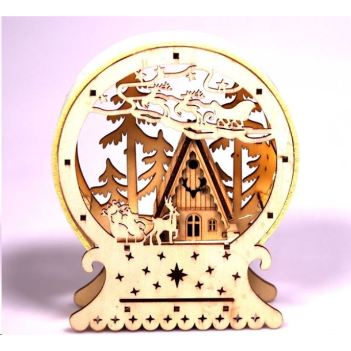 IRIS Félkör keretes karácsonyi ház 15x18x4,5cm/meleg fehér LED-es fa fénydekoráció (308-01) (308-01)