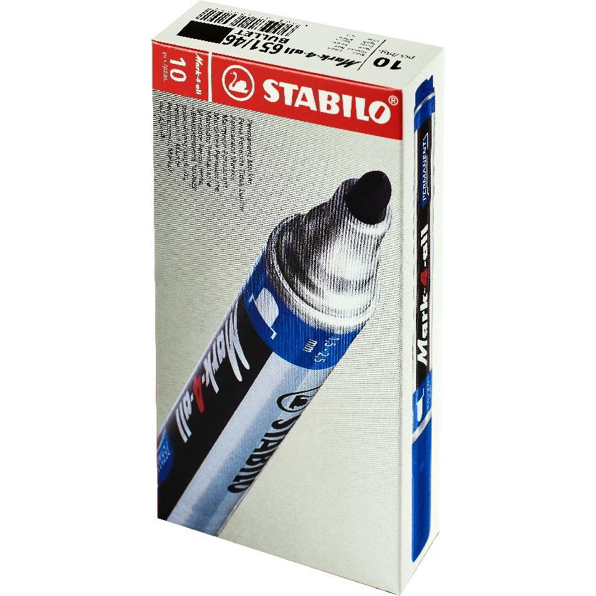 Stabilo Mark-4-All Alkoholos marker készlet - Fekete (10 db / csomag) (651/46B10)