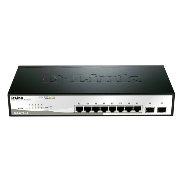 D-Link DGS-1210-10 sieťový prepínač Riadený L2 Gigabit Ethernet (10/100/1000) 1U Čierna, Šedá (DGS-1210-10)
