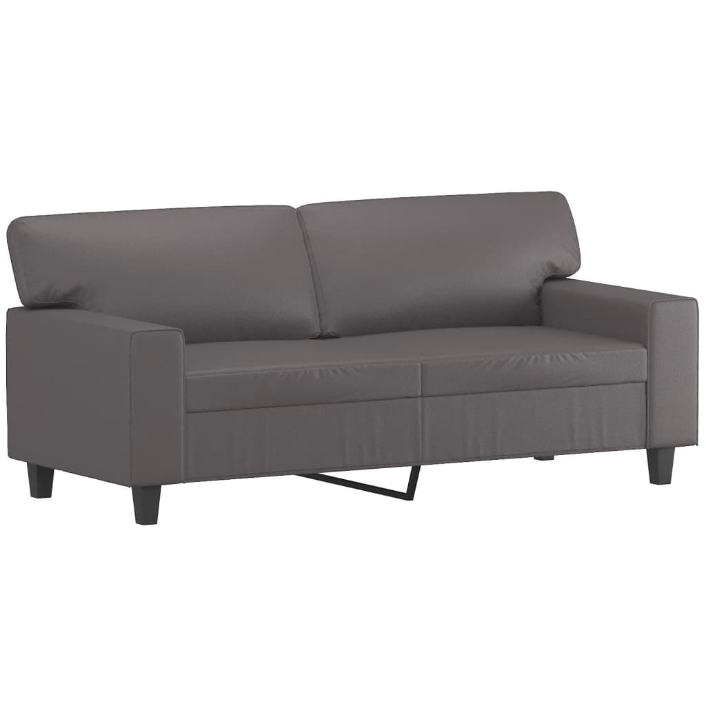 2 személyes szürke műbőr kanapé 140 cm (359419)