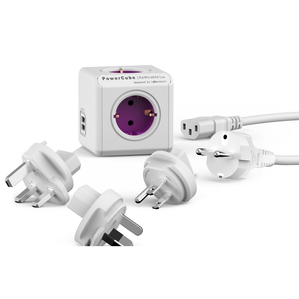 Allocacoc PowerCube ReWirable hálózati elosztó USB + 3x plug + IEC EU (1811/DERU3P) (1811/DERU3P)