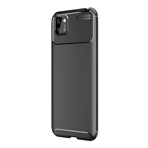 Szilikon telefonvédő (közepesen ütésálló, légpárnás sarok, karbon minta) FEKETE [Honor 9S] (5996457959822)