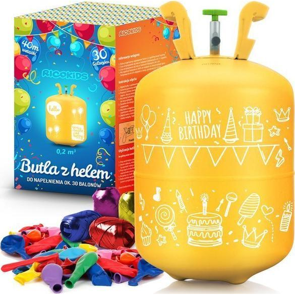  Ricokids Butla z helem 0,20m3 Ricokids 30 balonów i wstążka 40m