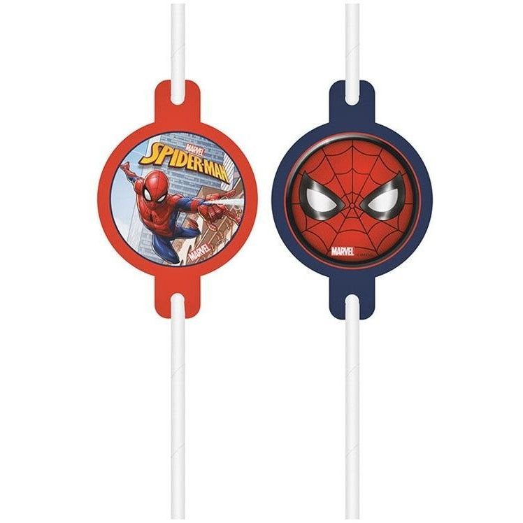 Pókember Crime Fighter Papír Szívószál, 4 db Szett Fsc (5201184939536)