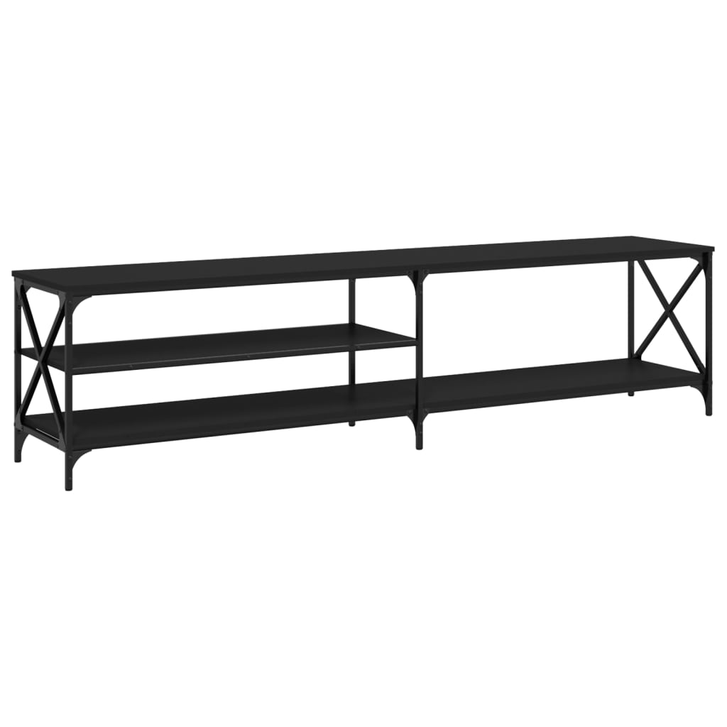 fekete szerelt fa és fém TV-szekrény 200x40x50 cm (826739)