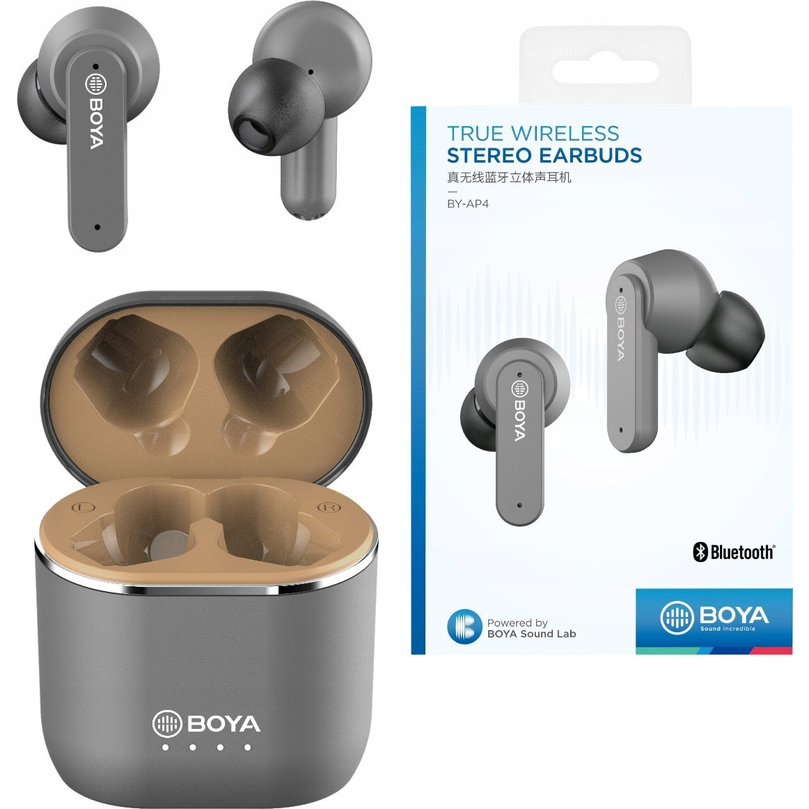 BOYA BY-AP4-G True Wireless Bluetooth szürke füllhallgató (SS-1770)