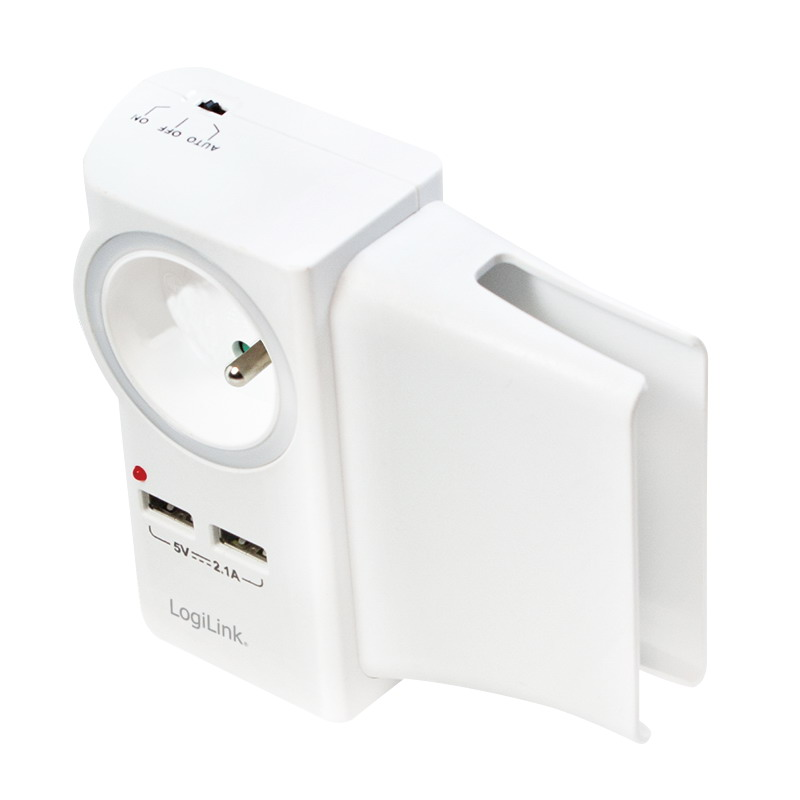 LogiLink Aljzatadapter telefontartóval, 1x CEE 7/5 (FR) + 2x USB-A (PA0166) (PA0166)