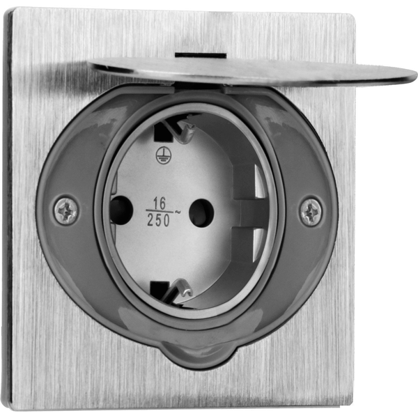 Orno Elektromos Aljzat, Hermetikus, Süllyesztett, IP44, Rozsdamentes Acél, Schuko Kivitelben