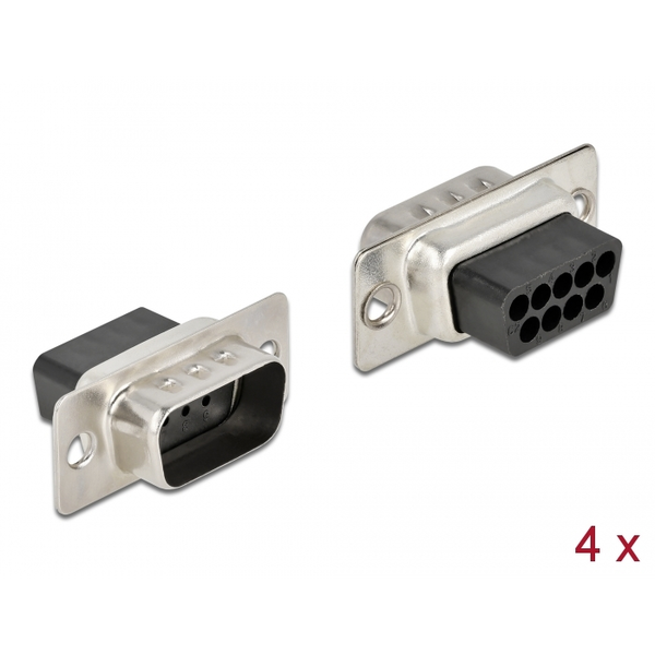 DELOCK D-Sub 9 Pin Crimp Stecker, Metall, 4 Stück