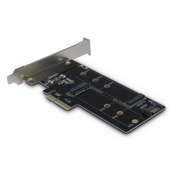 Adapter PCIe LP-->NVMe +M.2 SATA Inter-Tech KT015