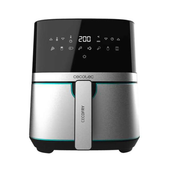 Фритюрник с горещ въздух Cecotec Full Inox 5500 Pro, Без мазнина1700W, 5.5 л, Сензорно управление, 8 предварително зададени програми, Черен/Сребрист