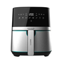 Фритюрник с горещ въздух Cecotec Full Inox 5500 Pro, Без мазнина1700W, 5.5 л, Сензорно управление, 8 предварително зададени програми, Черен/Сребрист